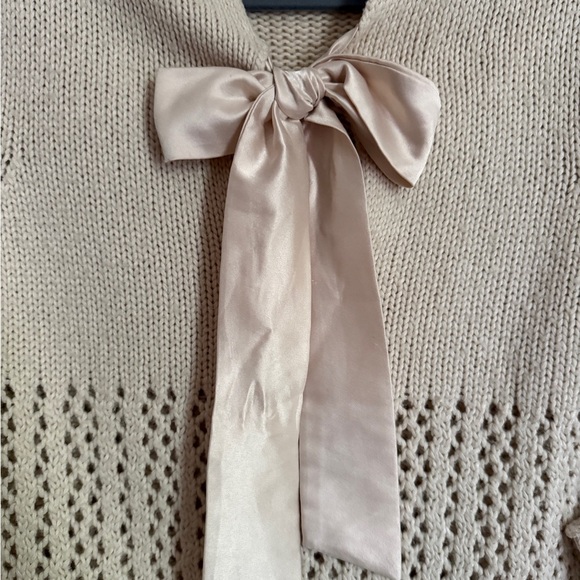 Twin-Set Simona Barbieri Italian Knit Sweater with Bow & Cutout Sleeves – Size M - Picture 2 of 9